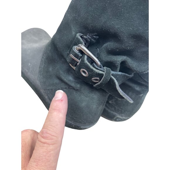 Crocs Faux Leather Fur Lined  Womans Black Mid Calf Winter boots Sz 8 SKU 9568 - Picture 14 of 16